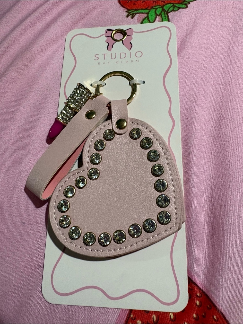 STUDIO Pink Heart Key & Card Holder with Crystal Accents